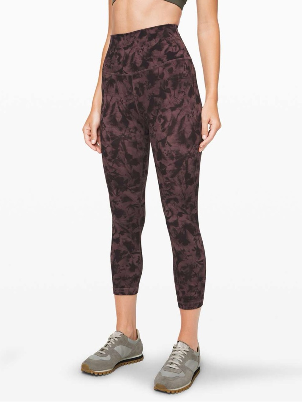 Lululemon Align Crop Tight *21" - Mini Dusk Floral Antique Bark Black Leggings